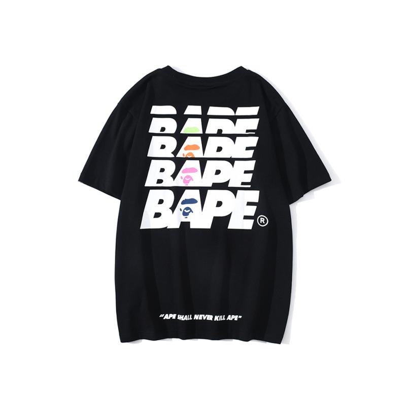 Bathing Ape T-Shirt Summer Short Sleeve Letter Print Round Neck Pullover T-shirt