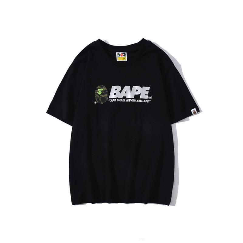 Bathing Ape T-Shirt Summer Short Sleeve Letter Print Round Neck Pullover T-shirt