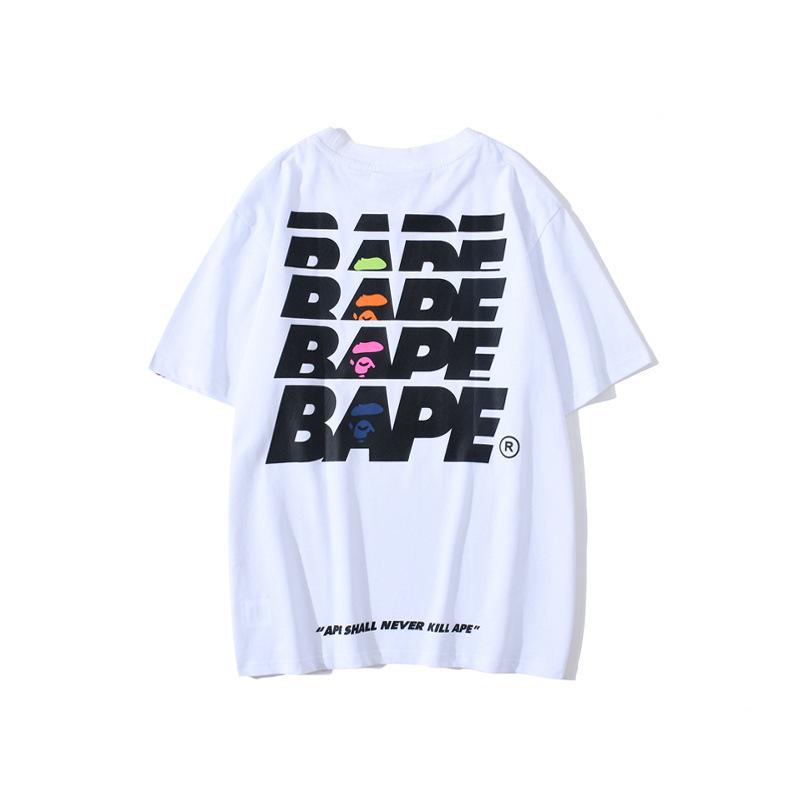 Bathing Ape T-Shirt Summer Short Sleeve Letter Print Round Neck Pullover T-shirt