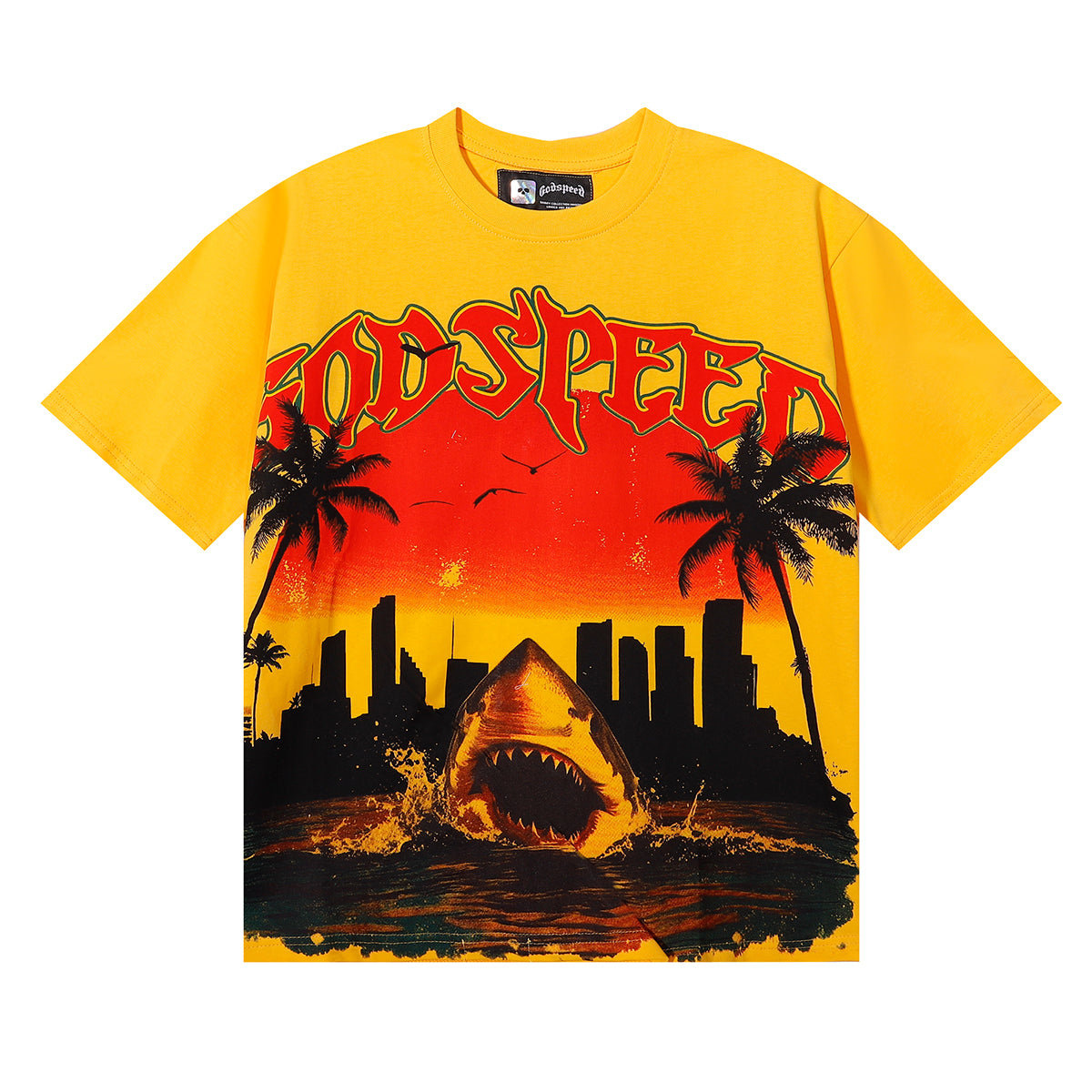 Godspeed T-shirts Urban Coconut Shark Print Cotton Casual Short Sleeve Men and Women